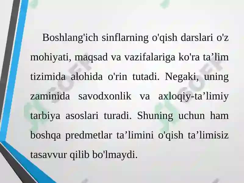 Boshlang'ich sinflarning o'qish darslari 3