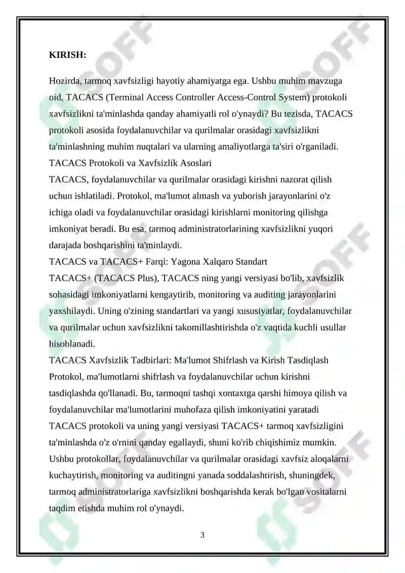 Ilova sathi protokollari: TACACS 3