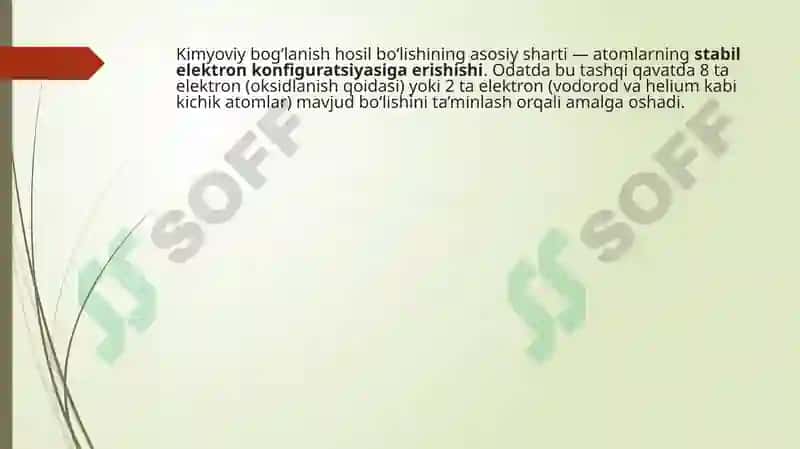 Kimyoviy bog'lanishning hosil bo'lishi 3