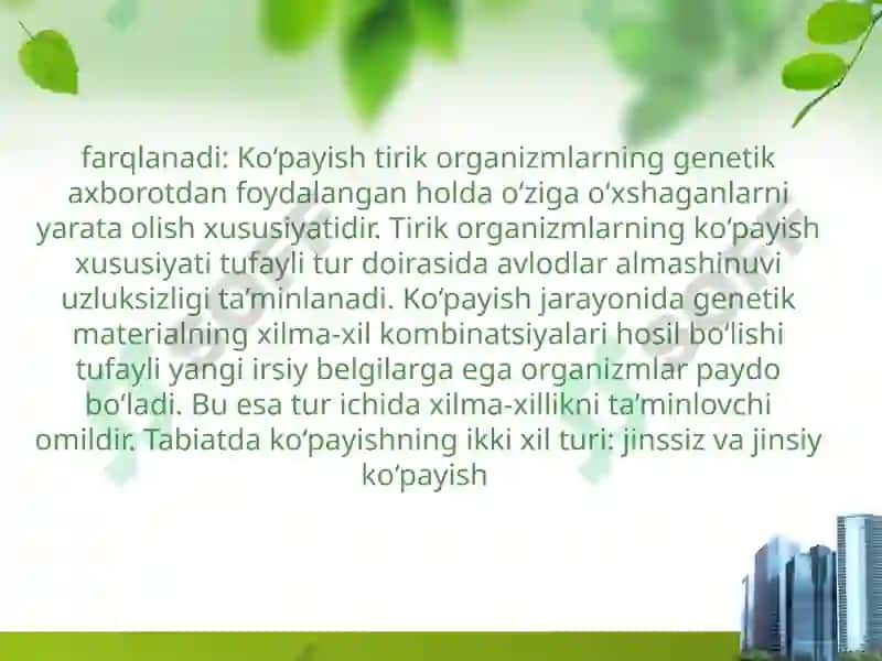 Organizmlarning ko’payishi 3