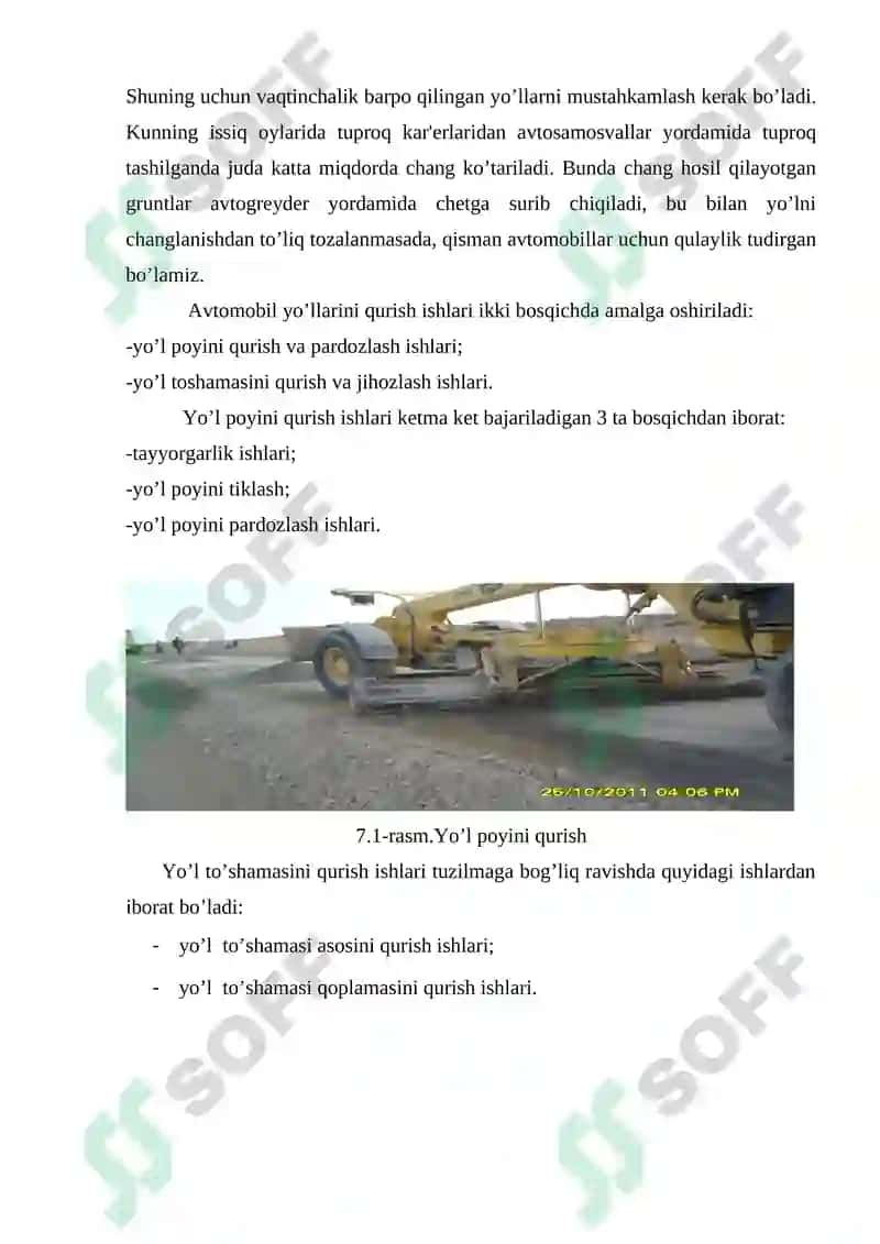 AVTOMOBIL YO’LLARINI QURISH VA QAYTA QURISH 3