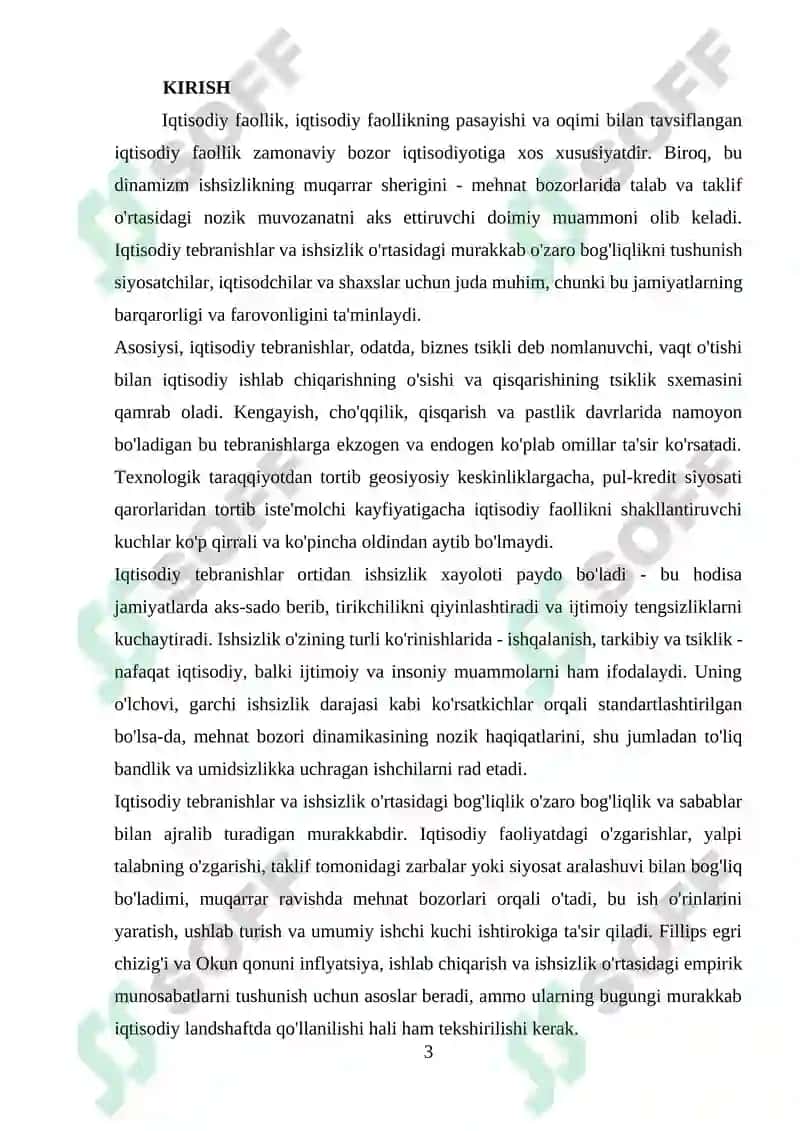 IQTISODIY TEBRANISHLAR. ISHSIZLIK 3