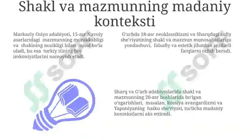 Sharq va G'arb yozuvchilari ijodida shakl va mazmun 3