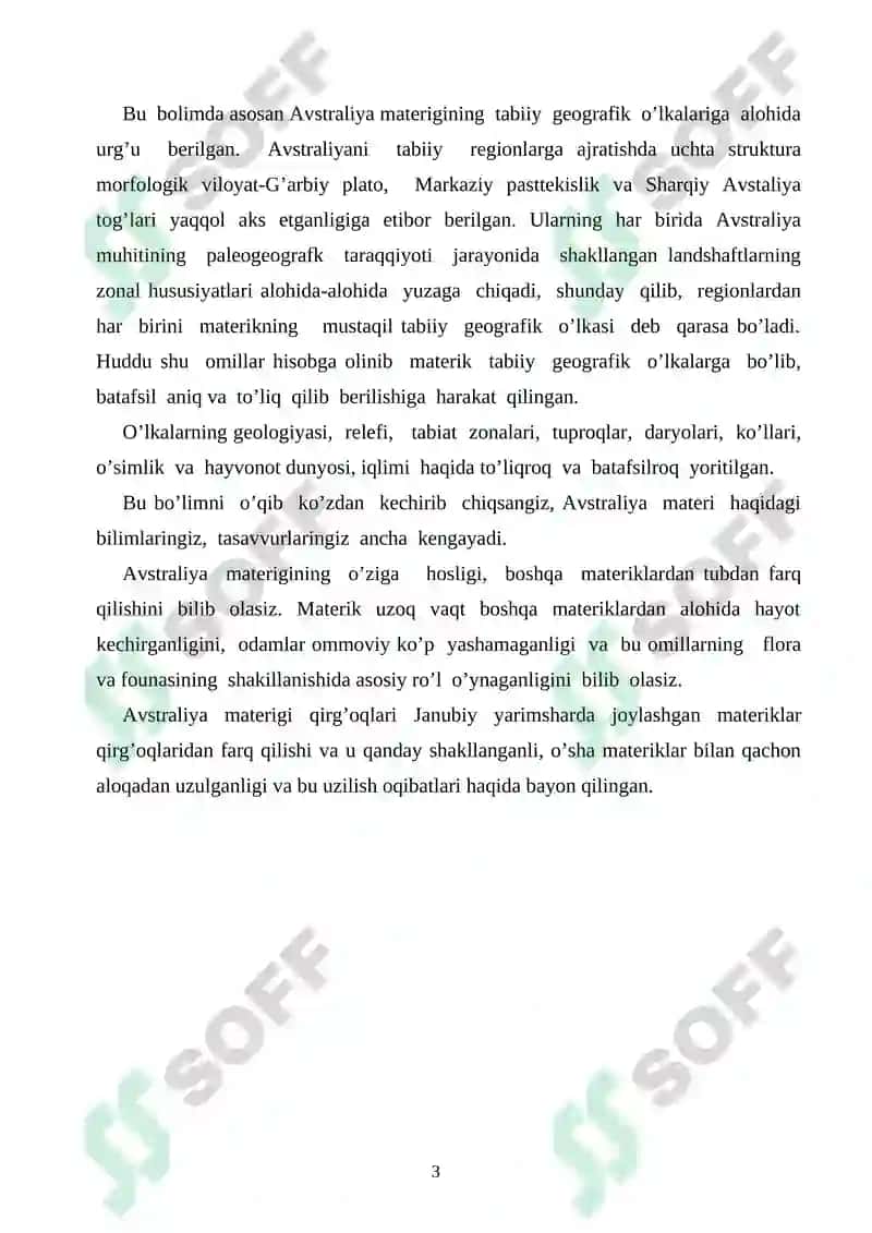 AVSTRALIYA MATERIGINI TABIIY GEOGRAFIK RAYONLASHTIRISH 3