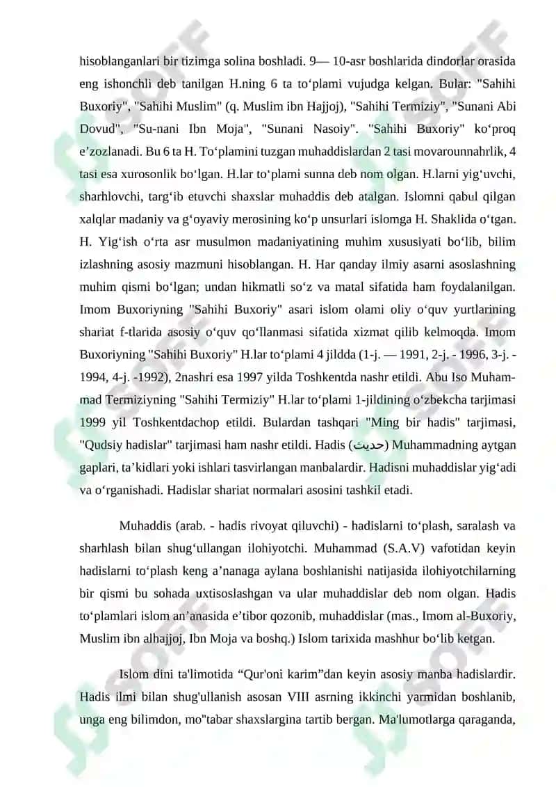 Hadisi sharif uchun umumiy qadriyatlar 3