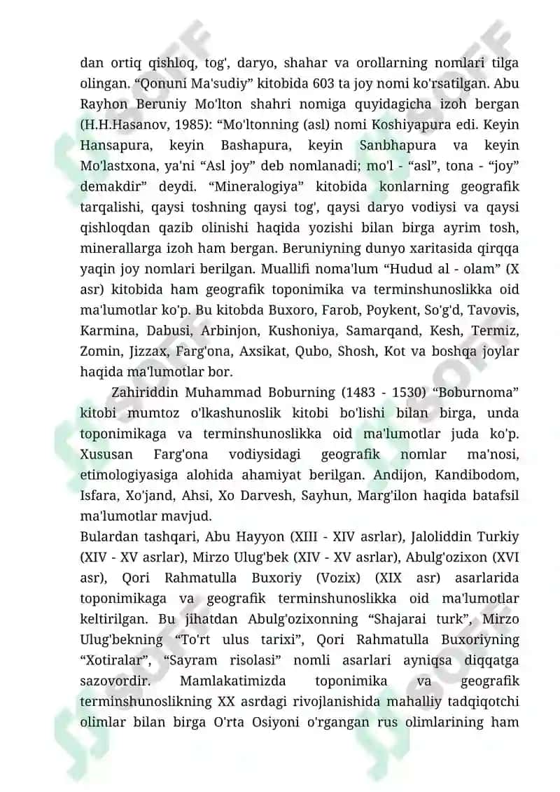 Mustaqil ish. Mavzu: Joy nomlarining paydo bo`lishi. 3