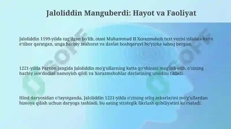 Jaloliddin Manguberdi: Hayot va Faoliyat 3