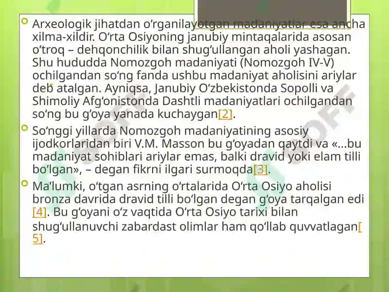 Òrta OSIYONING DASHTI HUDUDLARI BRONZA DAVRI MODDIY MADANIYATI 3