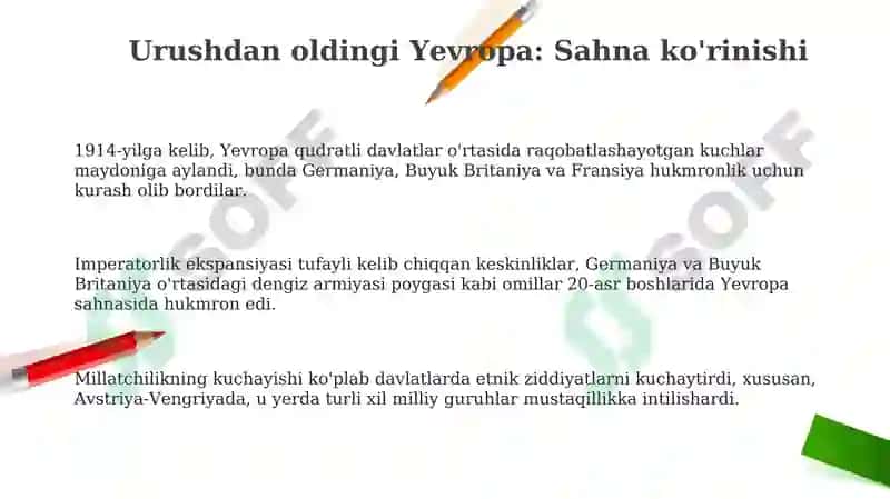 Birinchi jahon urushining boshlanish sabalari 3