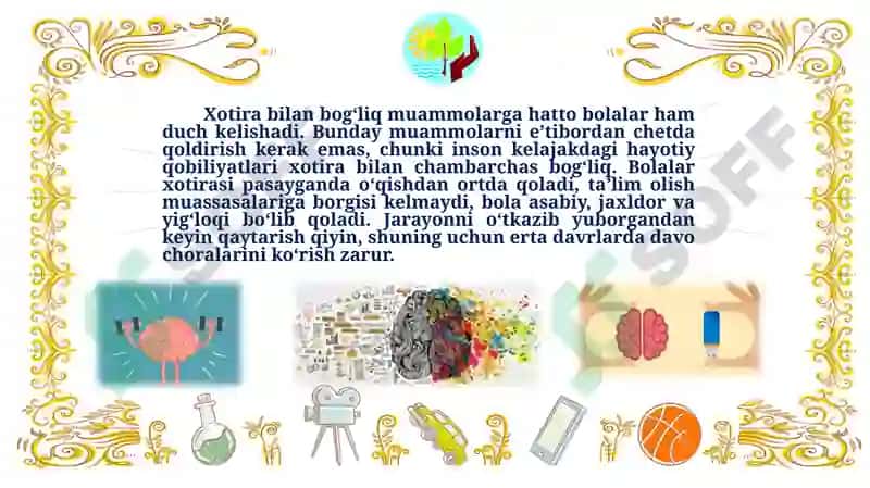 XOTIRANI KUCHAYTIRISH UCHUN MASHQLAR 3