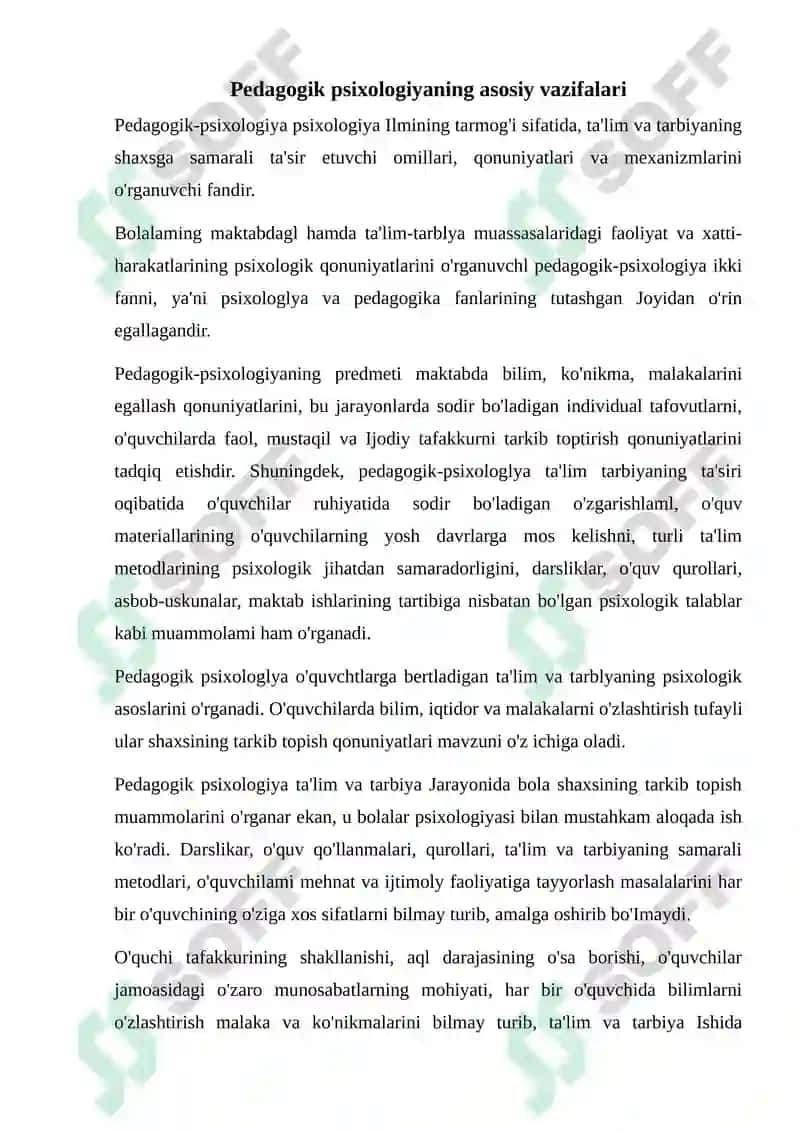 Pedagogik psixologiyaning asosiy vazifalari 3