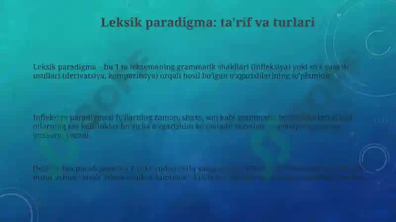 Leksemalar paradigmatikasi 3