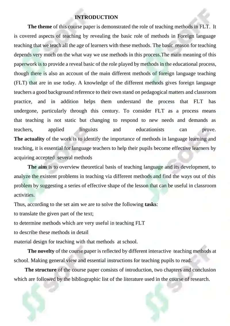 COURSE PAPER The role of teaching methods in the process of  FLT 3