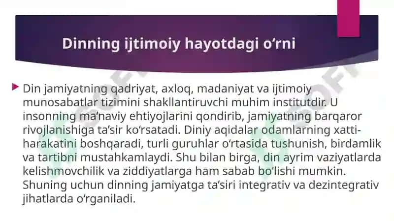 Dinning jamiyatdagi integrativ va dezintegrativ funksiyalari 3