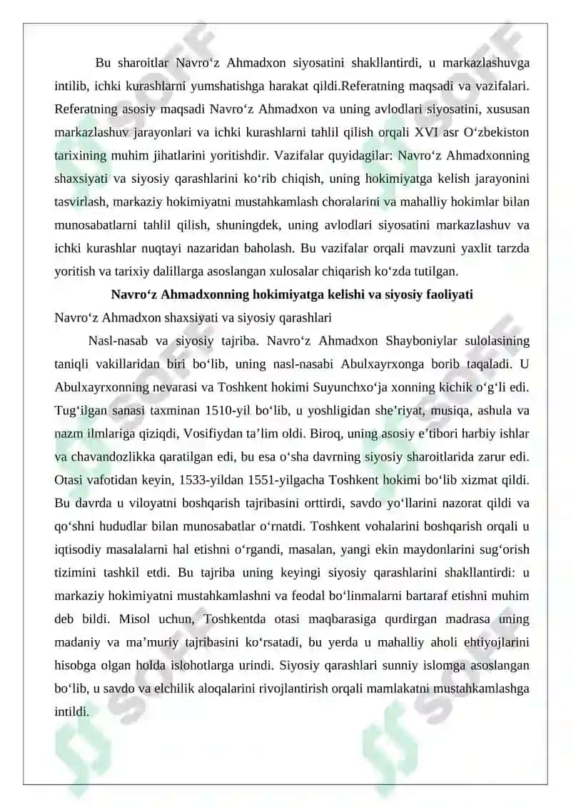 Navro‘z Ahmadxon va uning avlodlari siyosati: markazlashuv va ichki kurashlar 3