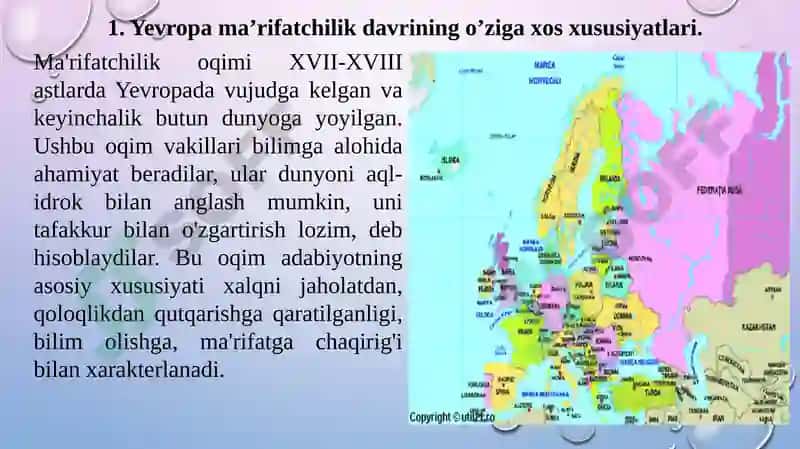 XVI – XVIIIasrlarda Yevropa ma’rifatchilik asri 3