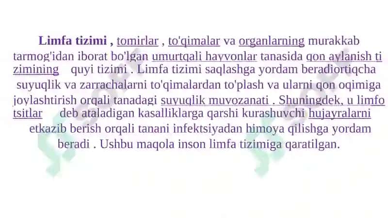 Limfaning hosil bo'lishi, tarkibi va vazifalari 3