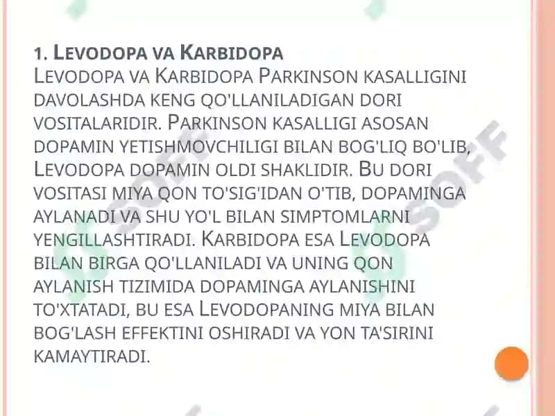 PARKINSON KASALLIGINI DAVOLASHDA ISHLATILADIGAN DORI VOSITALARI 3