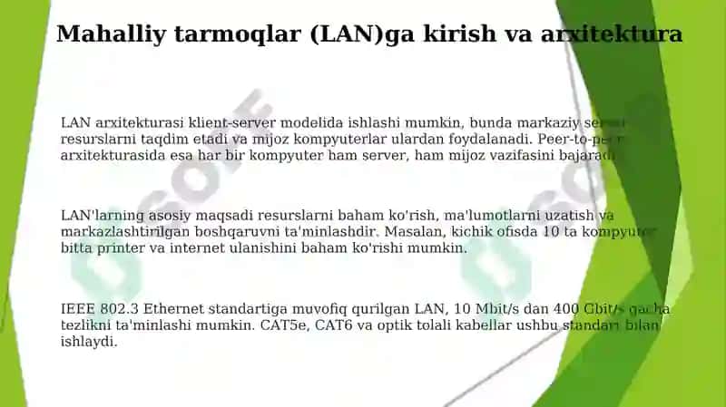 Lokal tarmoqlar (LAN) va ularning qurilish usullari 3