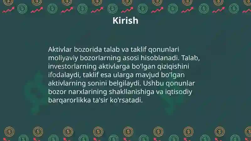 Aktivlar bozorida talab va taklif qonunlari 3