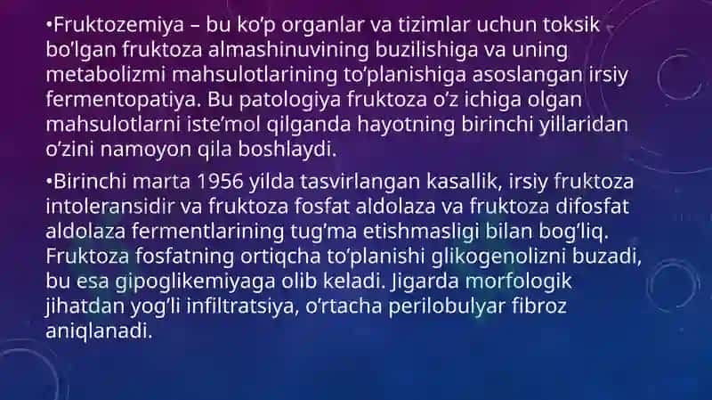 Fruktoza almashinuvining buzilishi 3