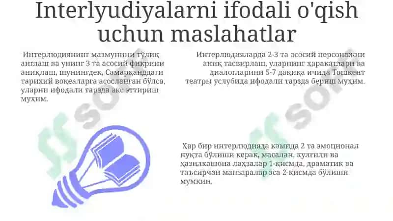 Intermediyalarni, lof va askiyalarni ifodali óqish 3