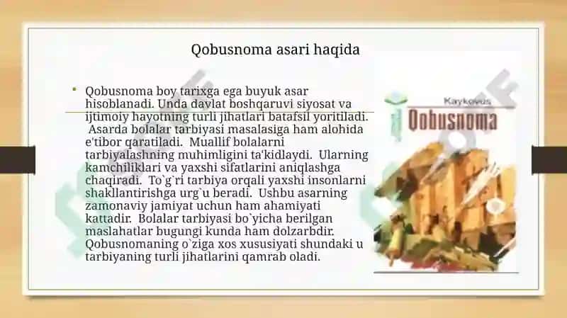 Qobusnoma asaridabolalartaʼlimtarbiyasigaoid qarashlar 3