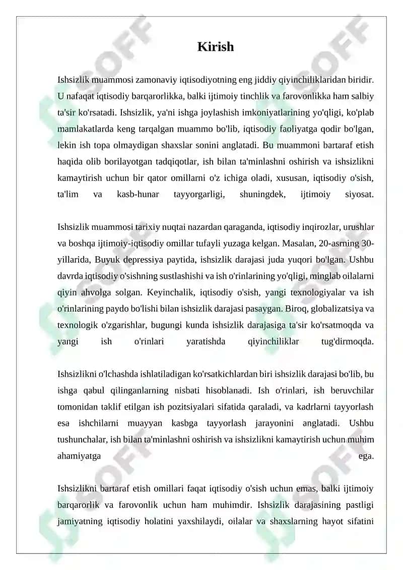 Ishsizlikni bartaraf etish omillari 3