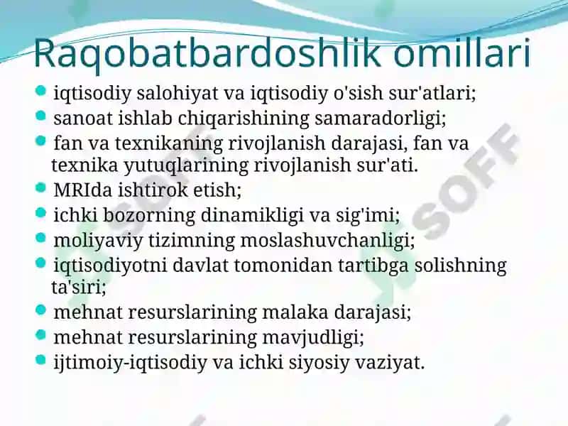Raqobatbardoshlik tushunchasi 3