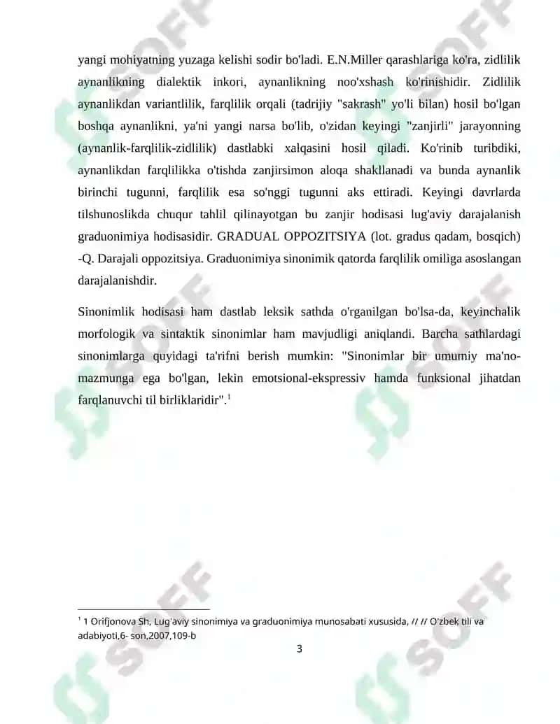 O'zbek tilshunosligida sinonimiya hodisasi kurs ishi 3