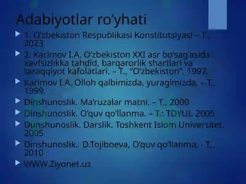 Dinshunoslik faniga kirish 3