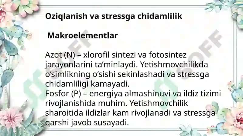 O‘simlik chidamliligiga oziqlanish sharoitining ta’siri 3