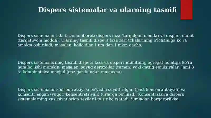Dispers sistemalar va kolloidlar asoslari 3