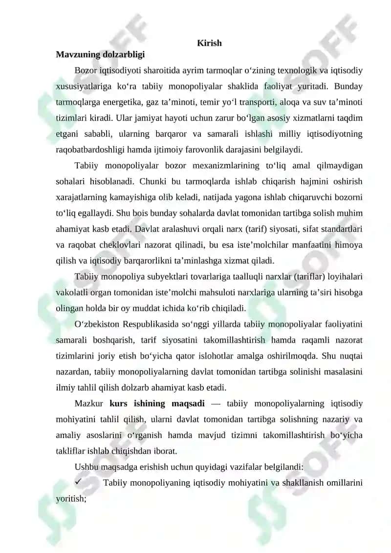 Tabiiy monopoliyalarning davlat tomonidan tartibga solinishi 3