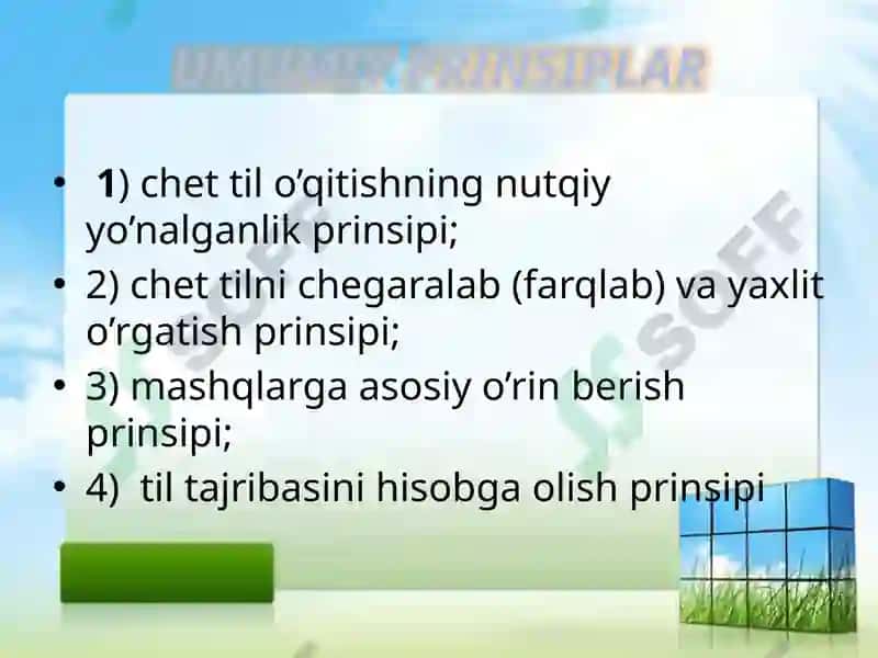 CHET TILI O’QITISH METODIKASI PRINSPLARI 3