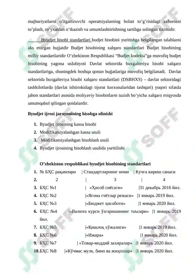 Budjet hisobining 1,2,3,4,5 standartlari va ularning mazmuni 3