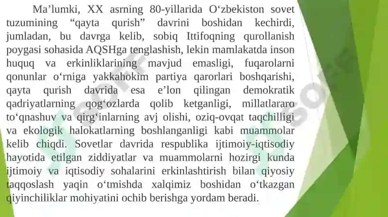 Mustaqillikka erishish arafasida O’zbekistondagi ijtimoiy-siyosiy jarayonlar 3