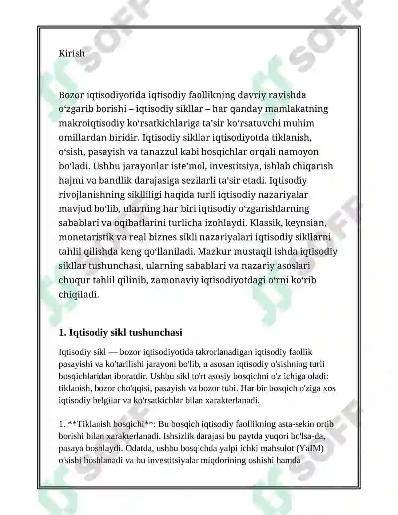IQTISODIY RIVOJLANISHNING SIKLLILIGI VA IQTISODIY SIKL NAZARIYALARI 3