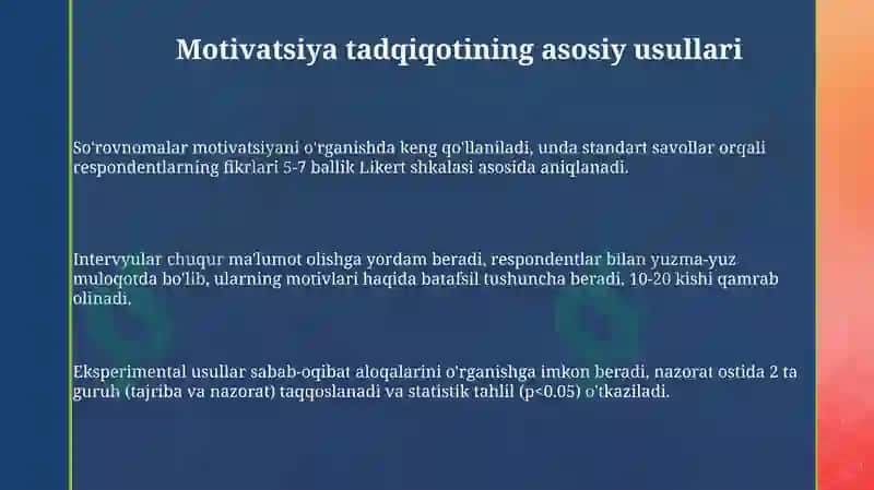 Motivni oʻrganish metodlari 3