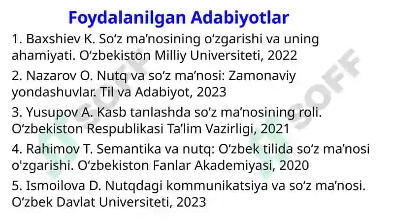 Soʻz ma’nosining koʻchishi va uning nutqdagi ahamiyati. Mening kasb tanlovim 3