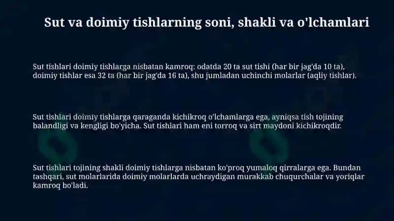 Sut va doimiy tishlar 3