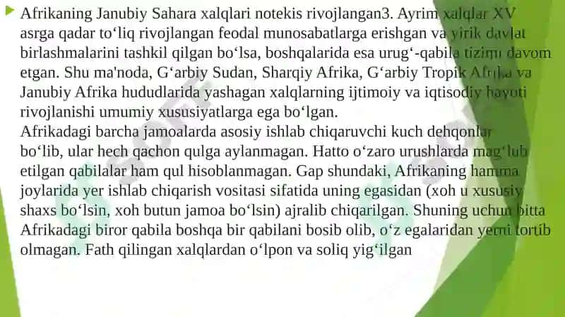 Afrikaning Janubiy Sahara Xalqlari Tarixi 3