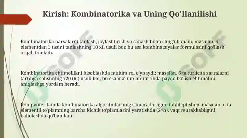 Kombinatorika va Uning Qo'llanilishi 3