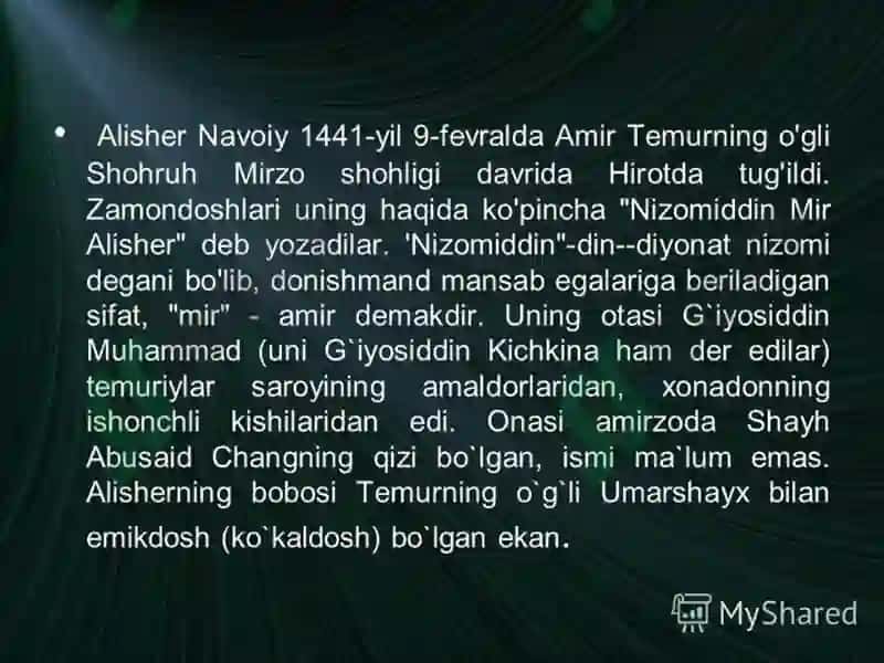 Alisher Navoiyning Hayoti 3