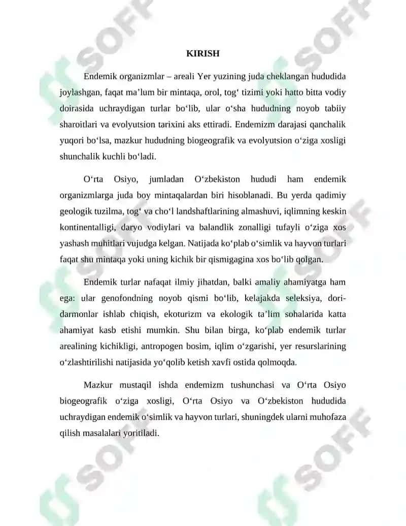 O‘rta Osiyo va O‘zbekistonning endemik organizmlari 3