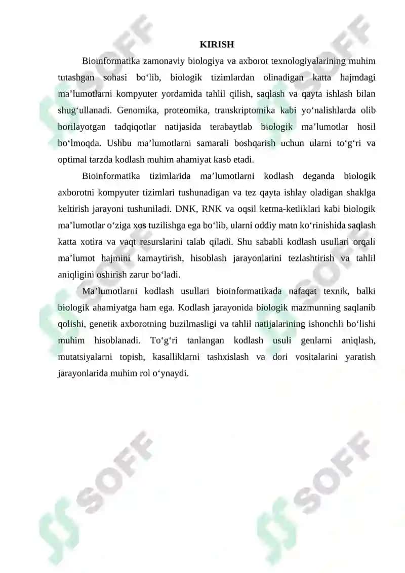 Bioinformatika tizimlarida ma’lumotlarni kodlash usullari 3