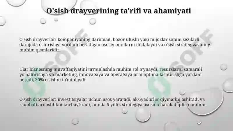 O'sish drayverlari 3