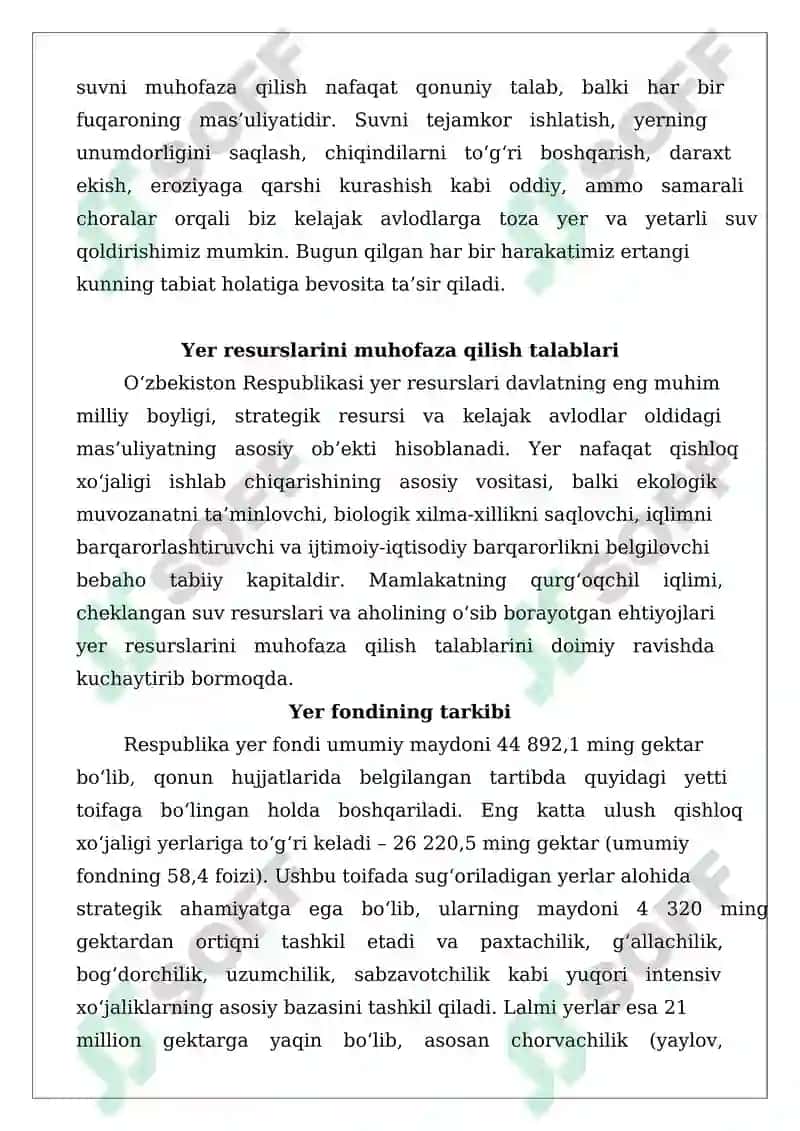Yer va suvlarni muhofaza qilish talablari 3