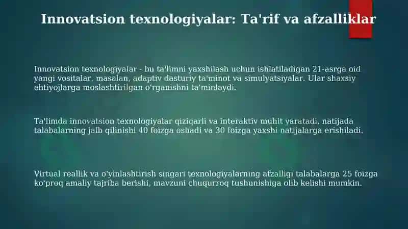 Innovatsion texnologiyalarni qoʻllash 3