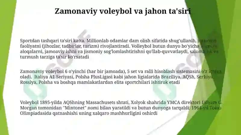 Valeybollning keleb chiqish tarixi 3